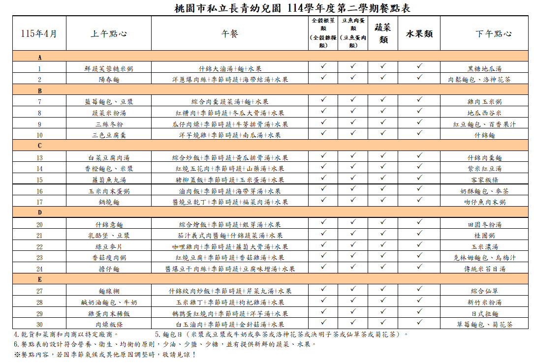 115年4月菜單